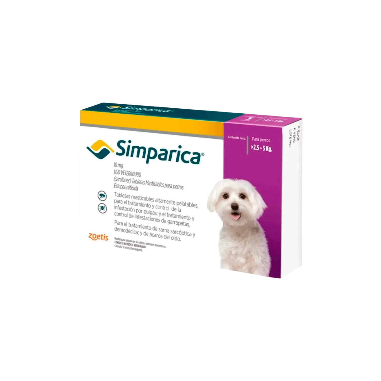 Simparica- comprimido masticables para el control de pulgas, garrapatas y acaros