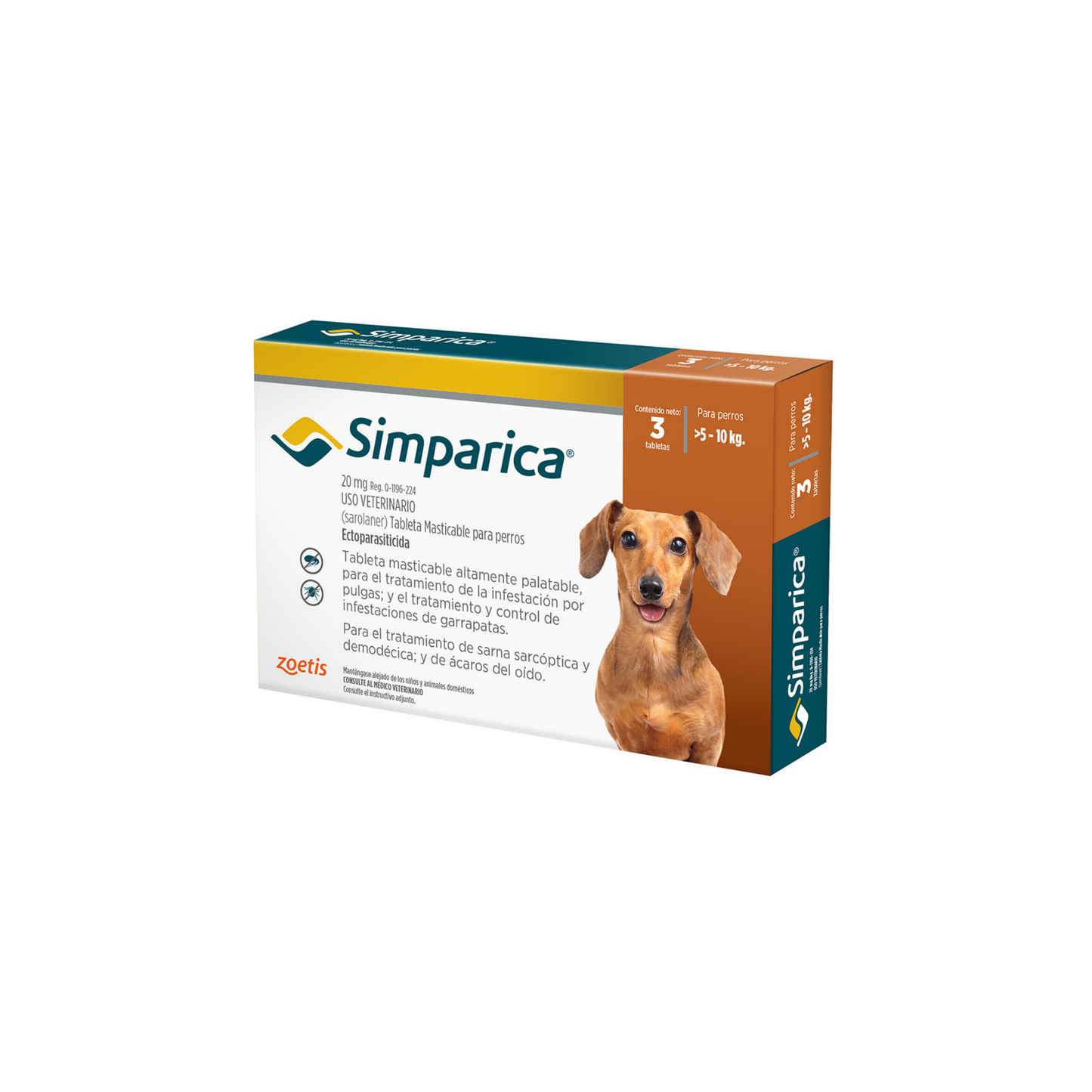 Simparica- comprimido masticables para el control de pulgas, garrapatas y acaros